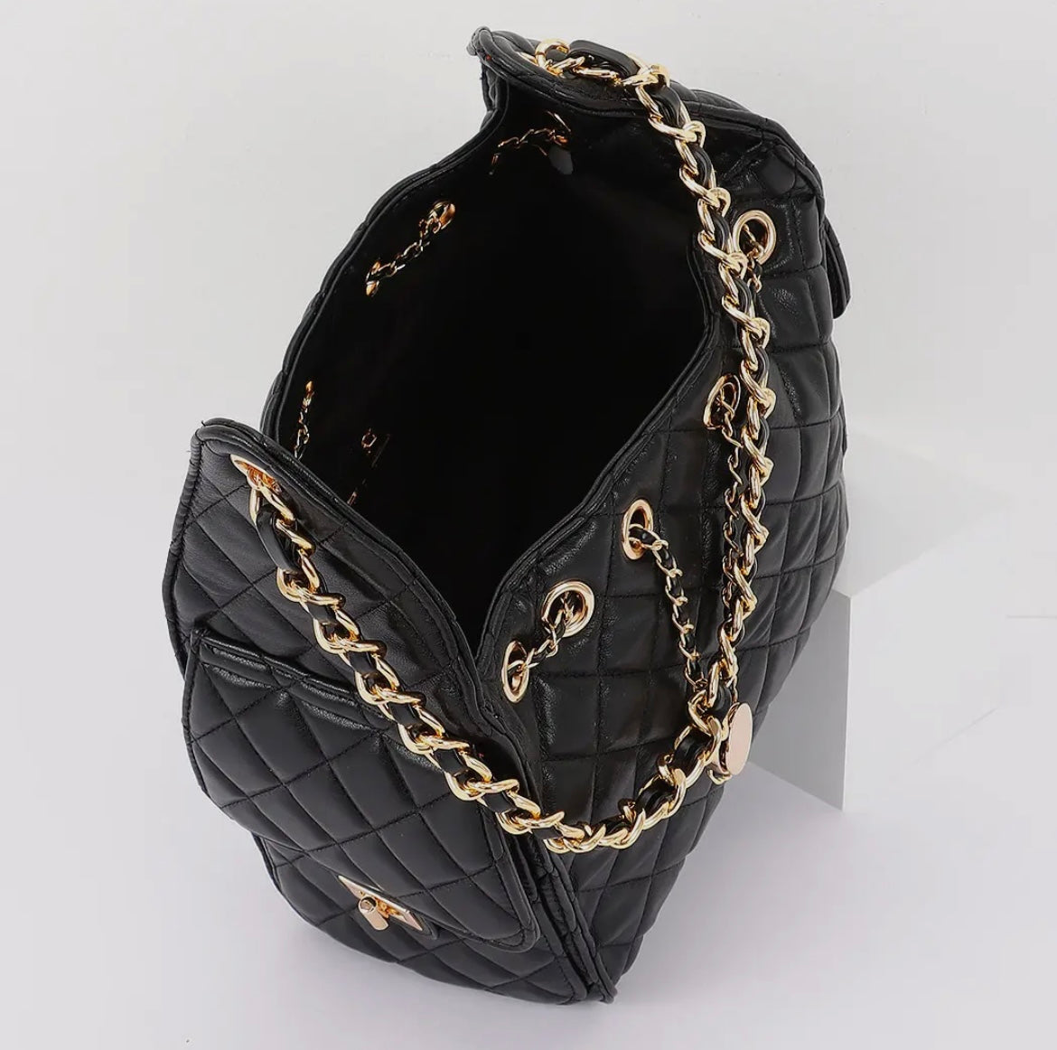 Faux Leather Diamond-Shaped Grid Shoulder Bag (PREORDER)