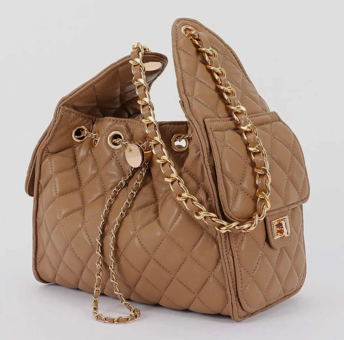 Faux Leather Diamond-Shaped Grid Shoulder Bag (PREORDER)