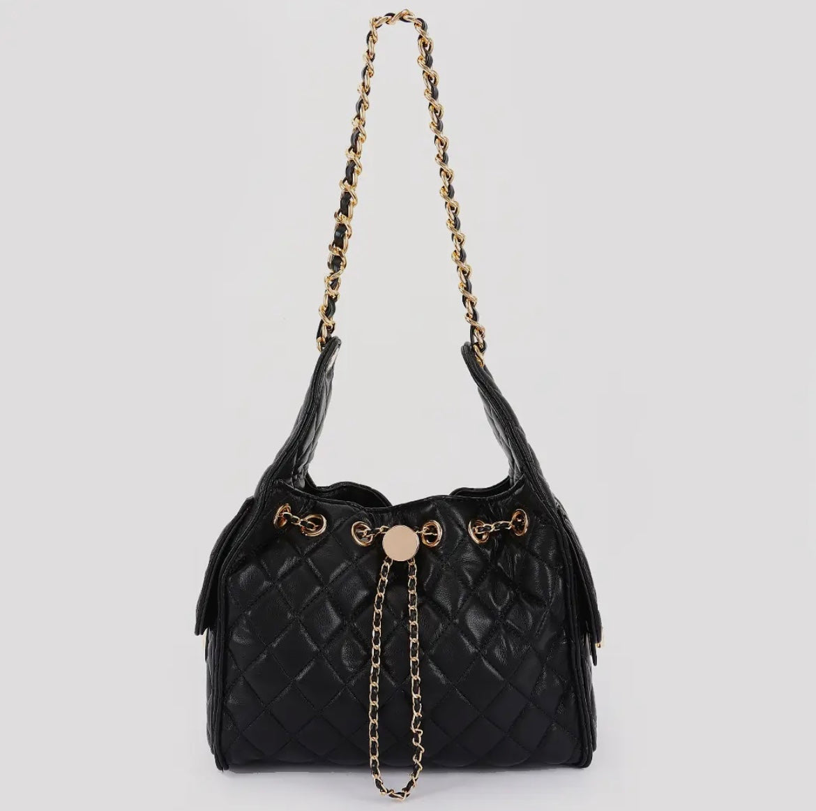 Faux Leather Diamond-Shaped Grid Shoulder Bag (PREORDER)