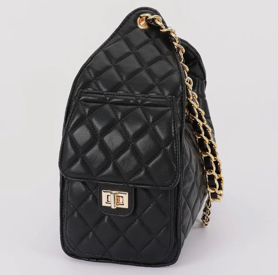 Faux Leather Diamond-Shaped Grid Shoulder Bag (PREORDER)