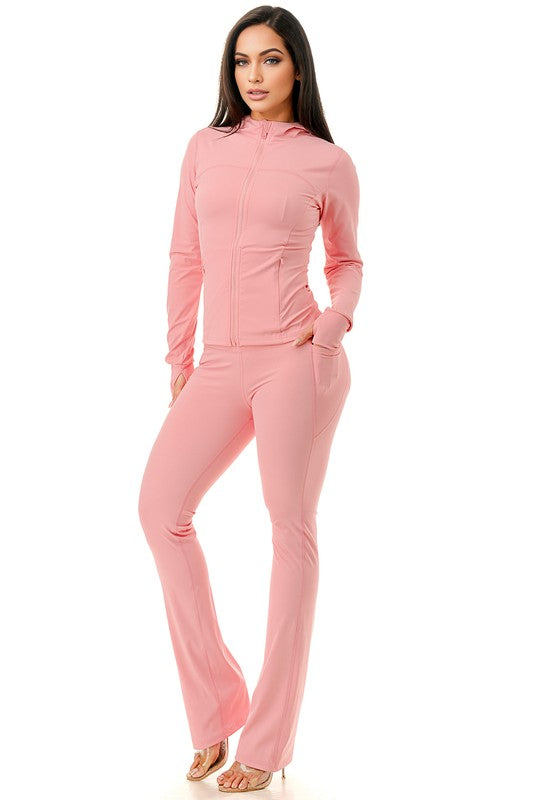 Michelle Hoodie w/ Flare Pants - BLACK