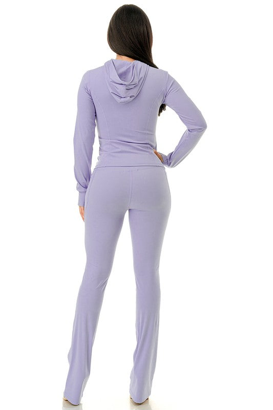 Michelle Hoodie w/ Flare Pants - BLACK