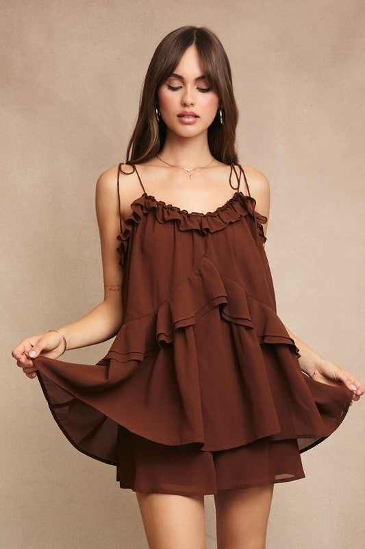 Cocoa Flare Romper - PREORDER