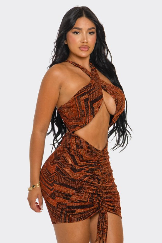 Cutout Halter Bodycon Mini Dress - PREORDER