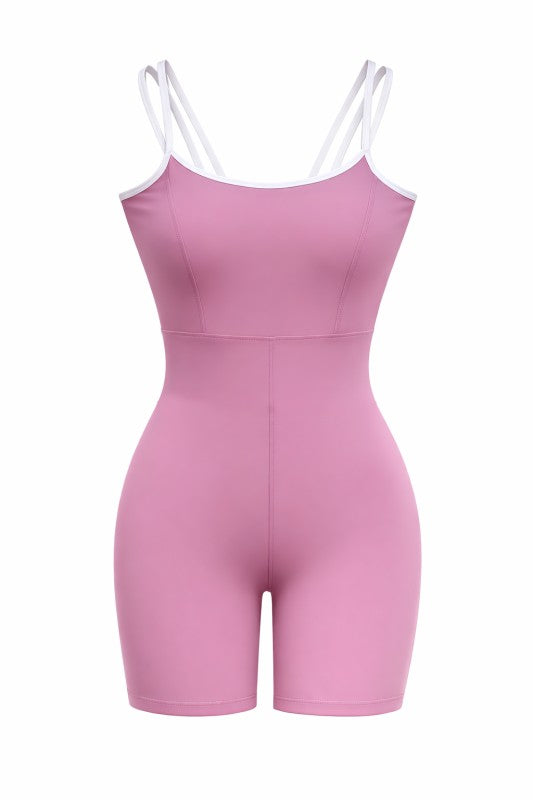 Modern Chic Contrast Activewear Romper (PINK)