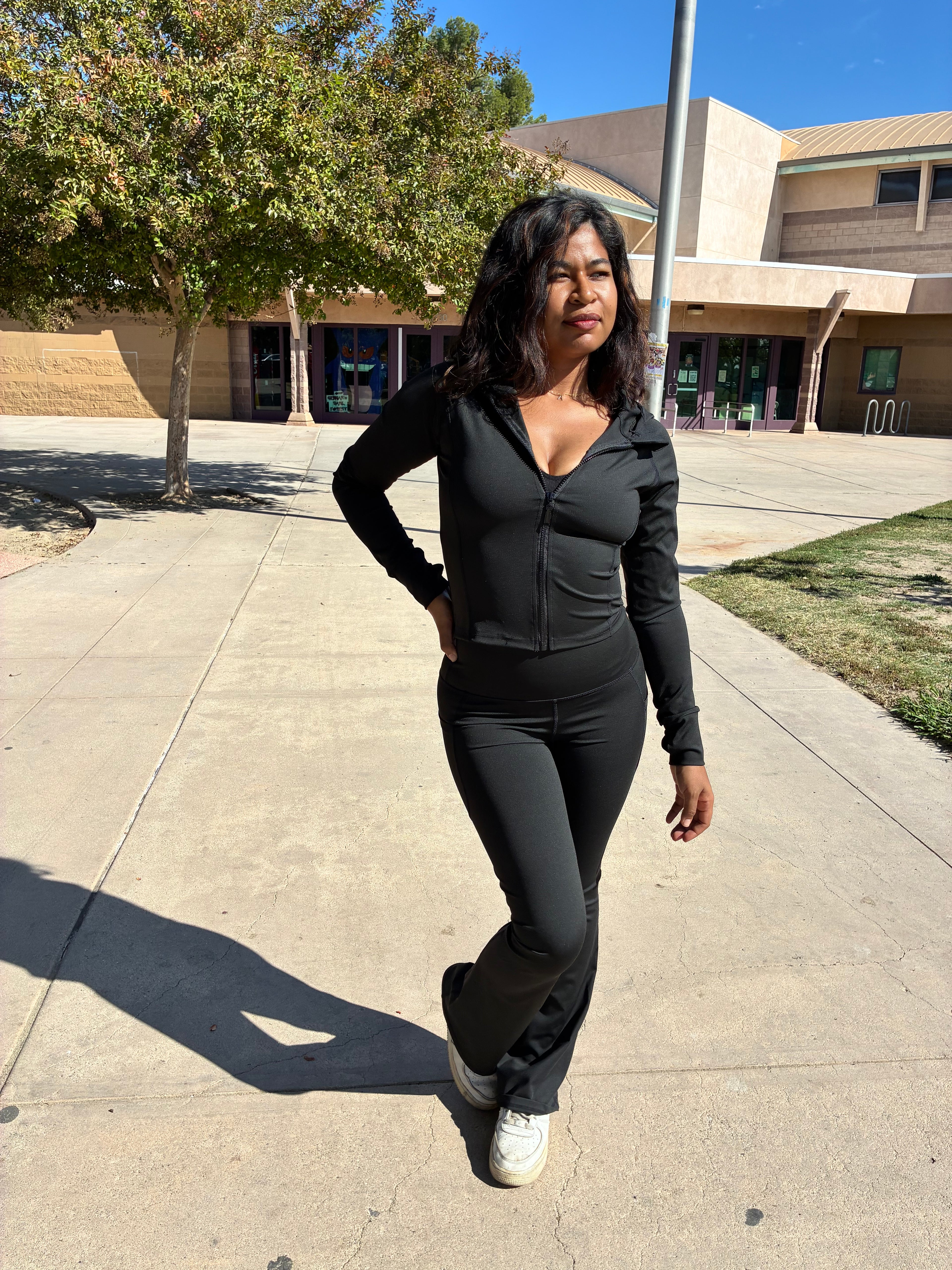 Michelle Hoodie w/ Flare Pants - BLACK