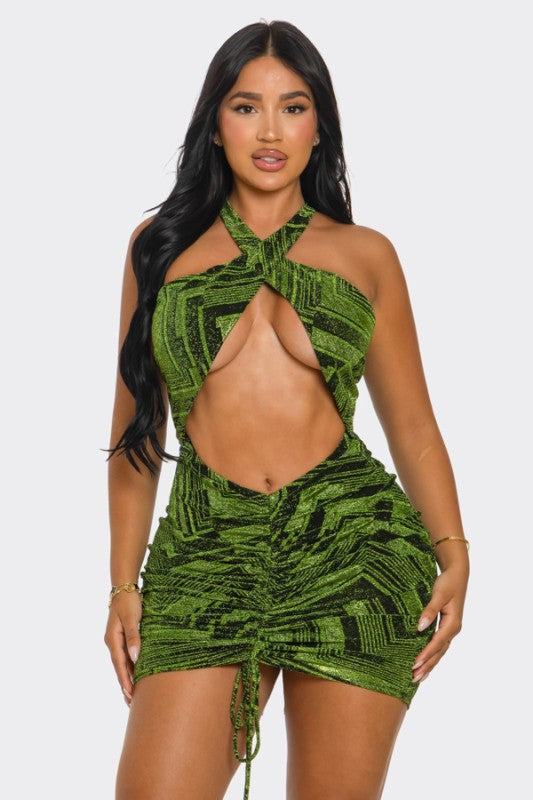 Emerald Cutout Halter Bodycon Mini Dress - PREORDER