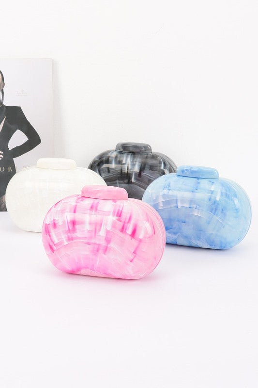 Marbled Acrylic Chain Clutch - Statement Evening Bag (PREORDER)