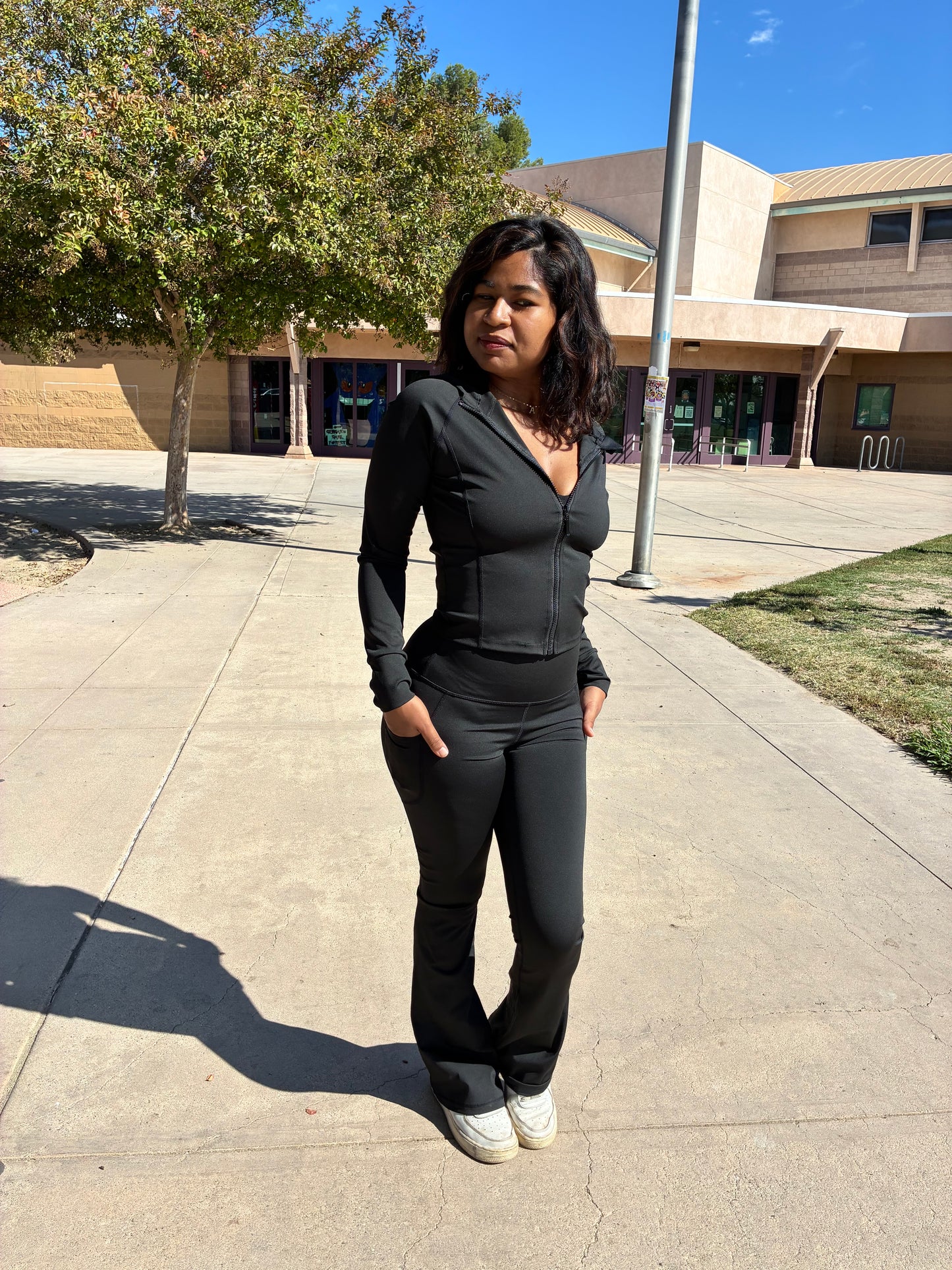 Michelle Hoodie w/ Flare Pants - BLACK