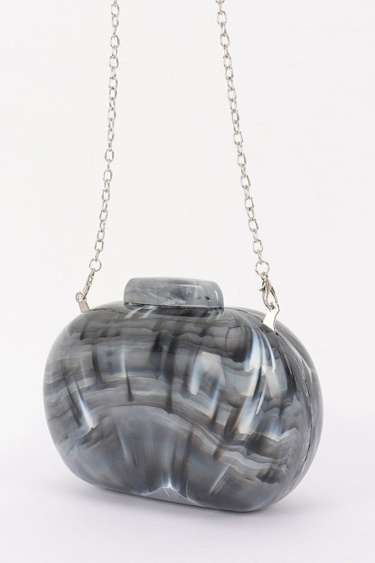 Marbled Acrylic Chain Clutch - Statement Evening Bag (PREORDER)