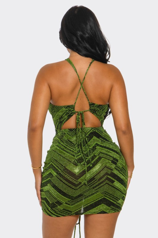 Emerald Cutout Halter Bodycon Mini Dress - PREORDER