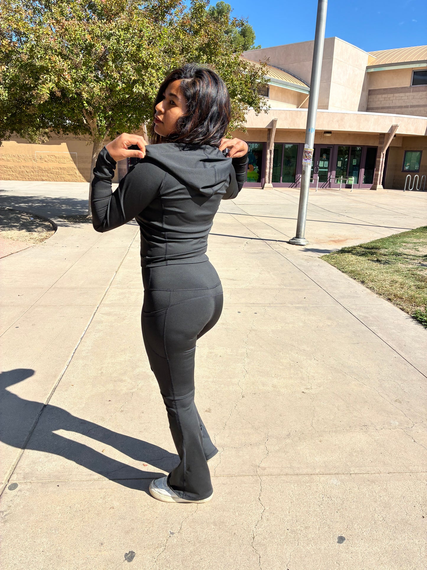 Michelle Hoodie w/ Flare Pants - BLACK