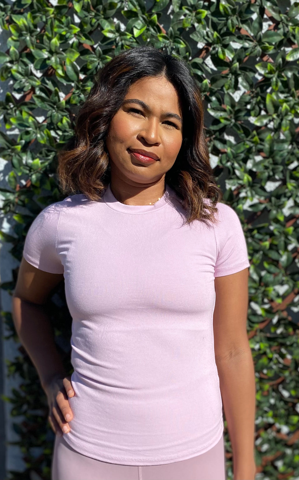 Bianca Essential Short-Sleeve Micro Ribbed Top