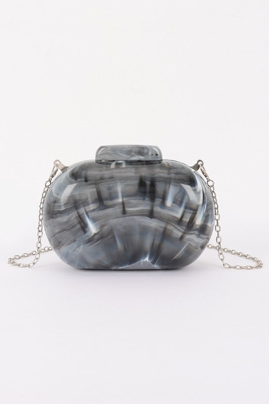 Marbled Acrylic Chain Clutch - Statement Evening Bag (PREORDER)