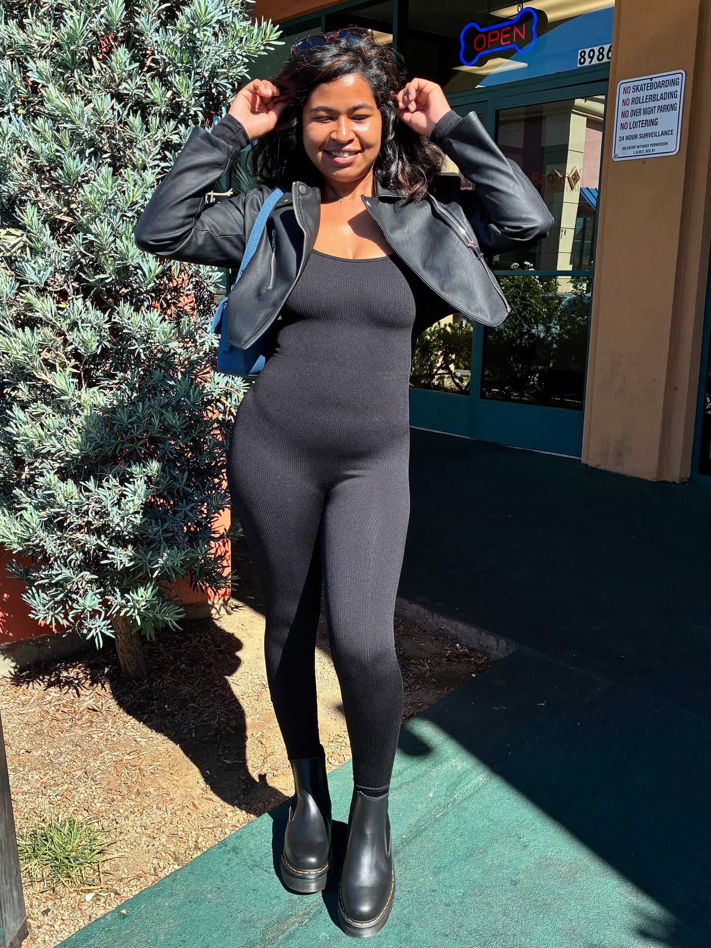 Seamless Ribbed Long Sleeve Jumpsuit