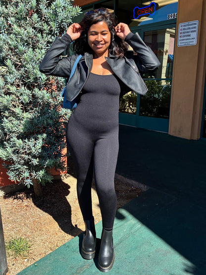 Seamless Ribbed Long Sleeve Jumpsuit