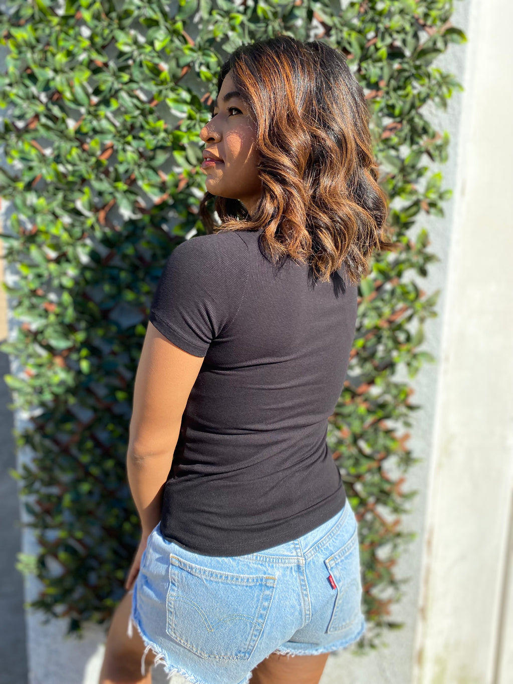 Bianca Essential Short-Sleeve Micro Ribbed Top