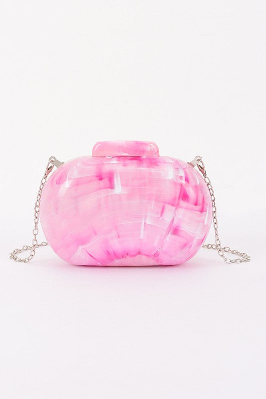 Marbled Acrylic Chain Clutch - Statement Evening Bag (PREORDER)
