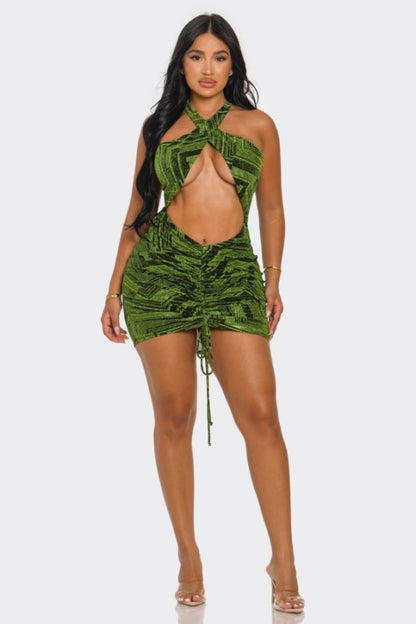 Emerald Cutout Halter Bodycon Mini Dress - PREORDER