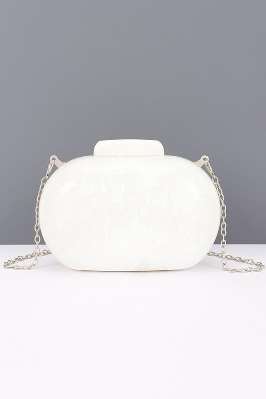 Marbled Acrylic Chain Clutch - Statement Evening Bag (PREORDER)