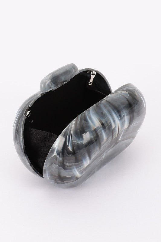 Marbled Acrylic Chain Clutch - Statement Evening Bag (PREORDER)