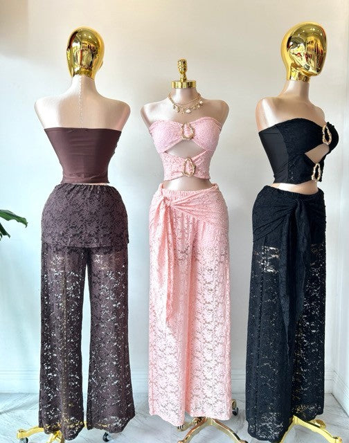 Marie Lace Crop Top and Palazzo Pant Set- PREORDER
