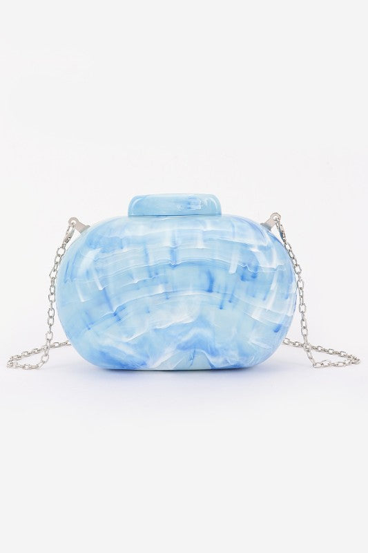 Marbled Acrylic Chain Clutch - Statement Evening Bag (PREORDER)