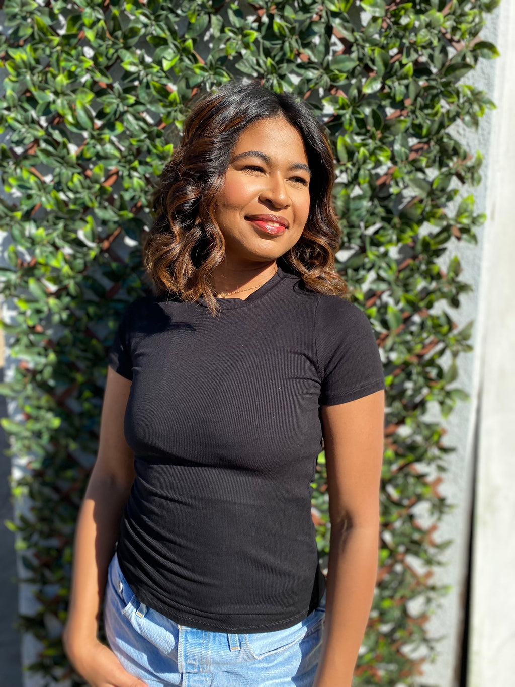 Bianca Essential Short-Sleeve Micro Ribbed Top