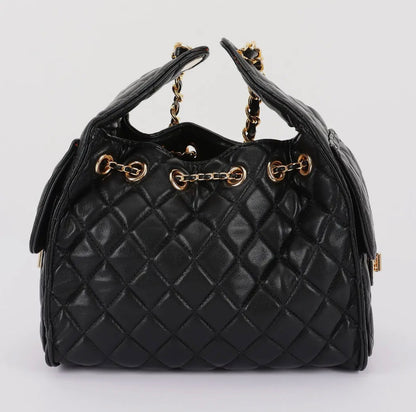 Faux Leather Diamond-Shaped Grid Shoulder Bag (PREORDER)