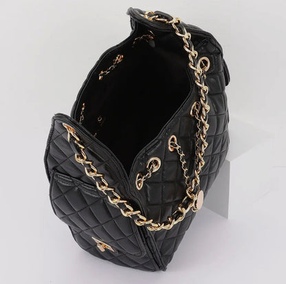 Faux Leather Diamond-Shaped Grid Shoulder Bag (PREORDER)