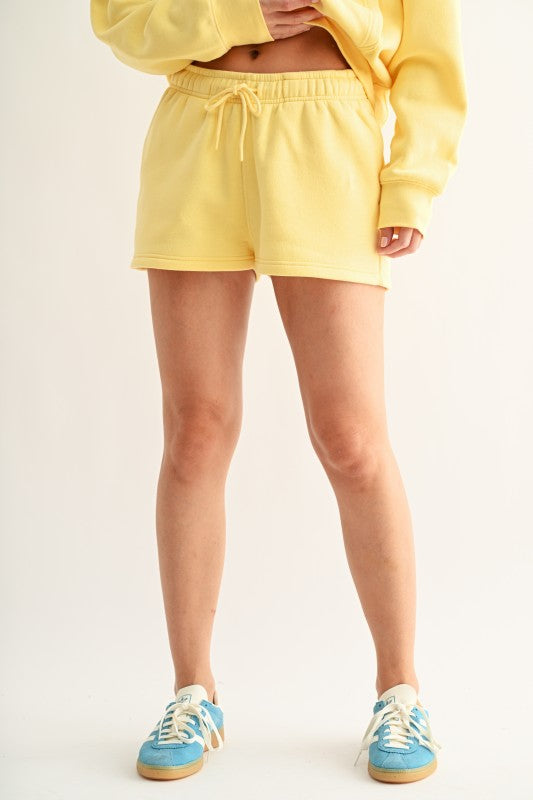 Summer Cotton Blend Sweat Shorts - Yellow