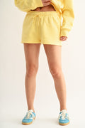 Summer Cotton Blend Sweat Shorts - Yellow