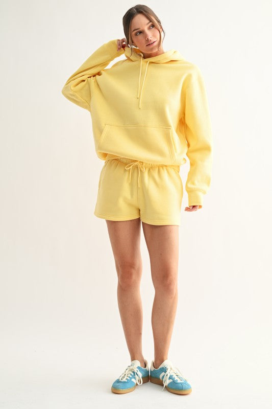 Summer Cotton Blend Sweat Shorts - Yellow