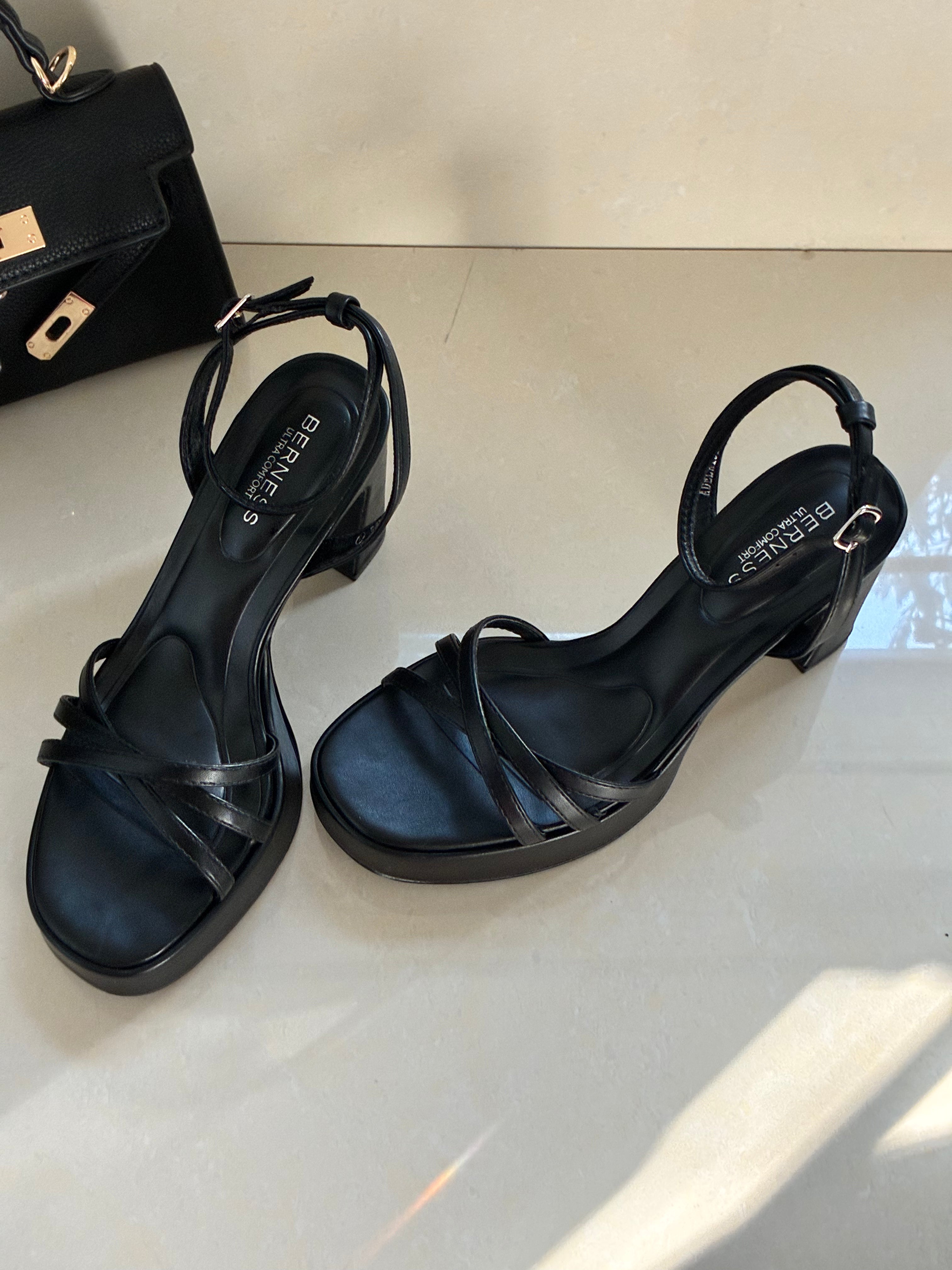 Bella Platform Block Heels - Black