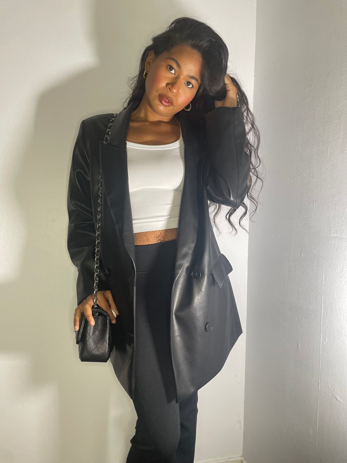 Marie Vegan Leather Oversized Blazer