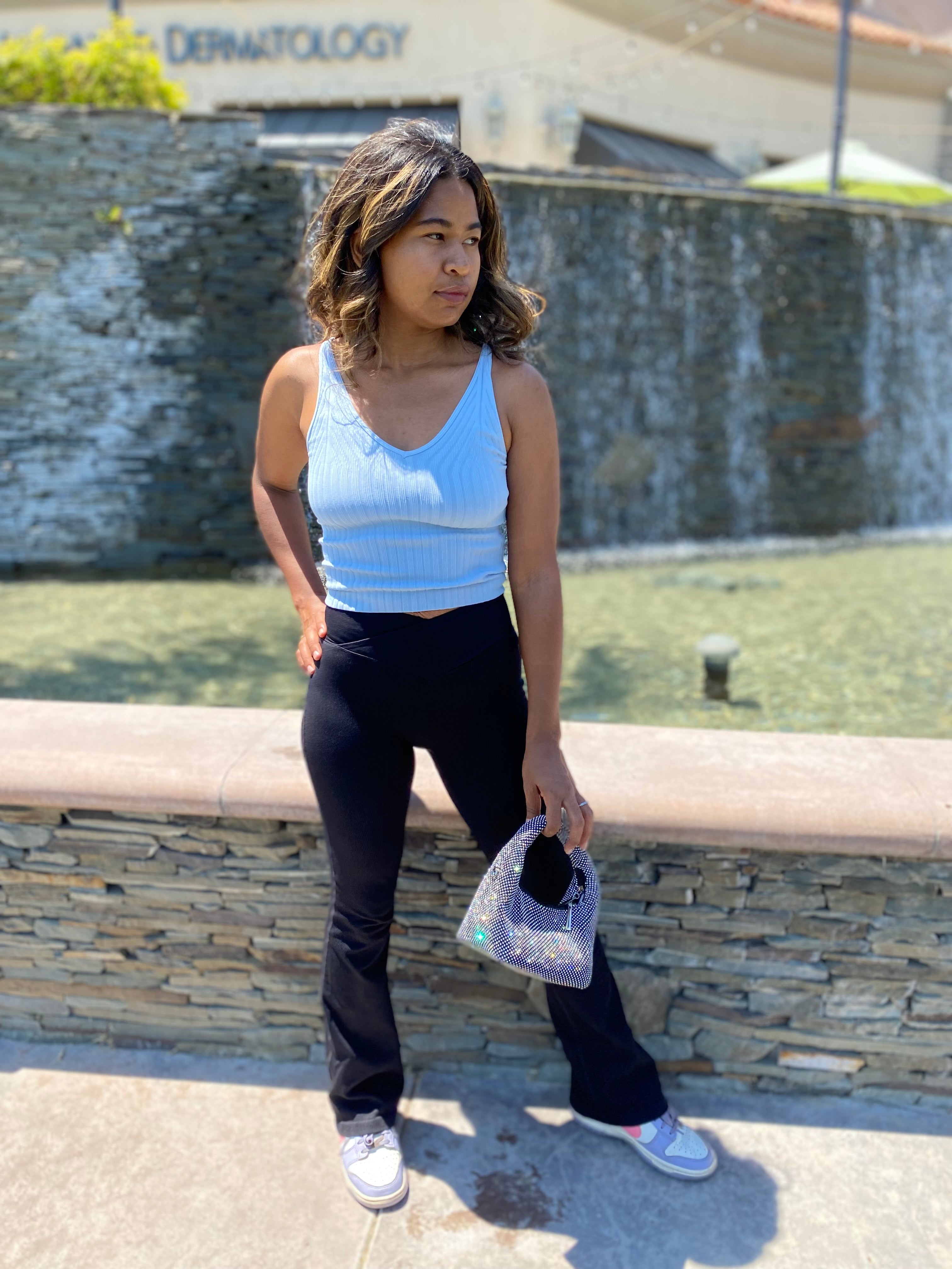 Hailey Crossover Flared Yoga Leggings