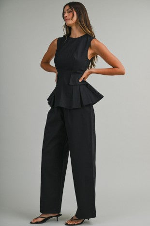 Anahi Sleeveless Peplum Top & Straight Pants Set - PREORDER