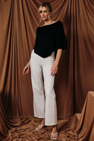Mia Slouchy Neck Line Poncho Knit Top - PREORDER