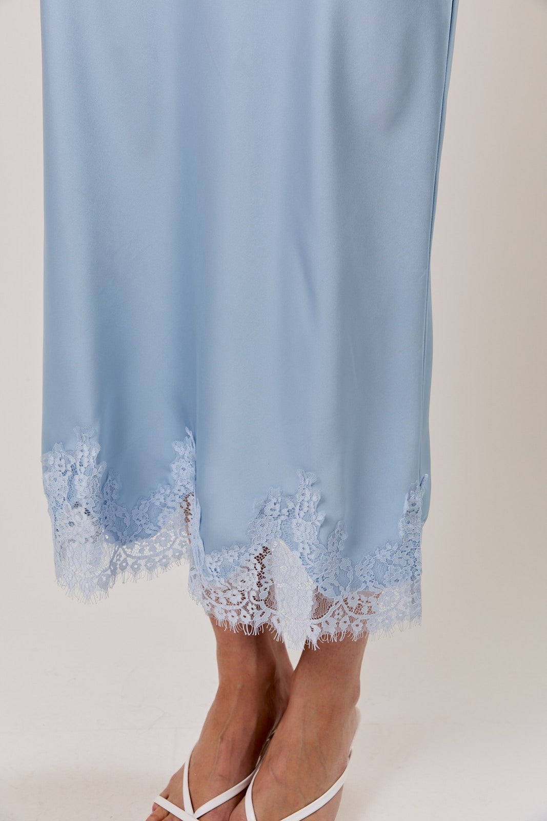 Krystal Lace Applique Satin Bias Midi Skirt - PREORDER