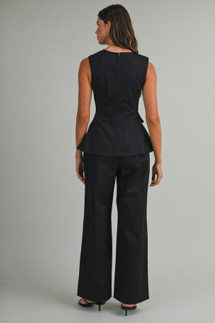 Anahi Sleeveless Peplum Top & Straight Pants Set - PREORDER