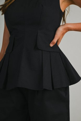 Anahi Sleeveless Peplum Top & Straight Pants Set - PREORDER