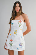 Alice Floral Embroidered Mini Tube Dress - PREORDER