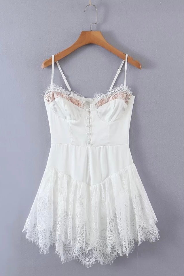 Jessica Bara Aviva Lace Slip Mini Dress