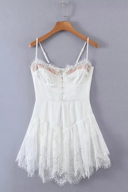 Jessica Bara Aviva Lace Slip Mini Dress