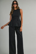 Anahi Sleeveless Peplum Top & Straight Pants Set - PREORDER