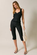 Ariana Knit Capri Pants With Side Baby Slits - PREORDER