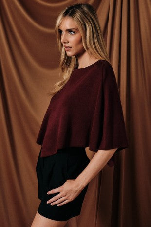 Mia Slouchy Neck Line Poncho Knit Top - PREORDER