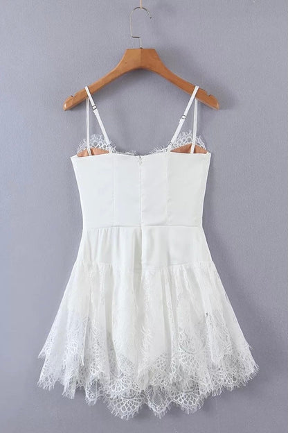 Jessica Bara Aviva Lace Slip Mini Dress