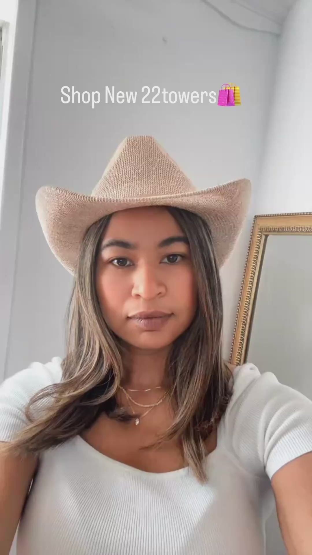 Delilah Glitter Cowgirl Hat - Gold