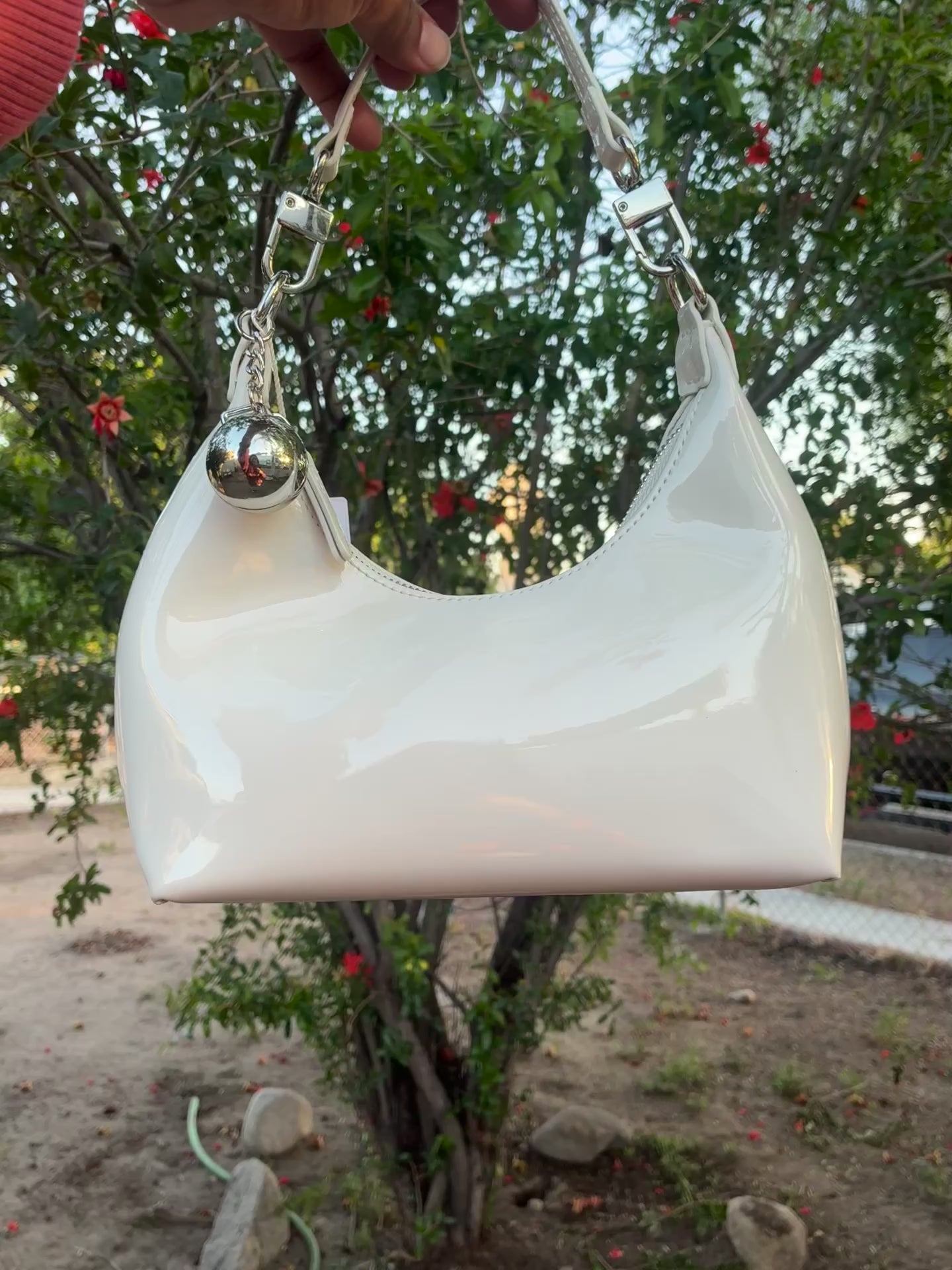 Penelope Patent Shoulder Bag - White
